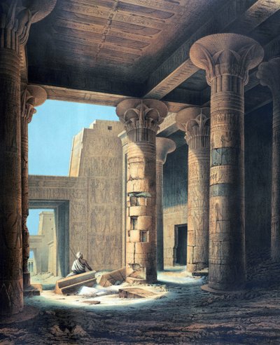 Innenansicht des Tempels von Philae. Lithographie nach Karl Richard Lepsius (1810-1884) Preußischer Ägyptologe. Säulen im Tempel der Isis, Hauptgöttin des alten Ägypten, Schwester und Frau von Osiris. von Karl Richard Lepsius