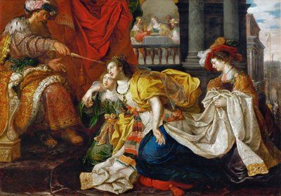 Esther vor Ahasverus von Kasper or Gaspar van den Hoecke