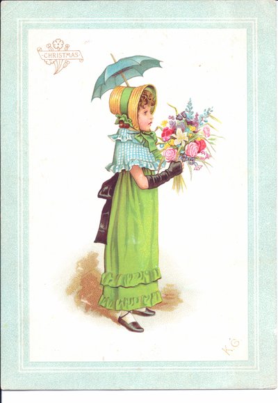 Viktorianische Grußkarte von Kindern in Kostümen beim Tanzen, ca. 1880 von Kate Greenaway