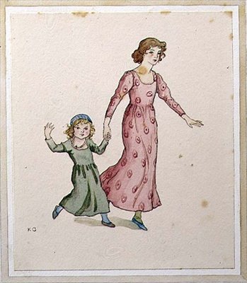 Zwei kleine Mädchen in Partykleidern von Kate Greenaway
