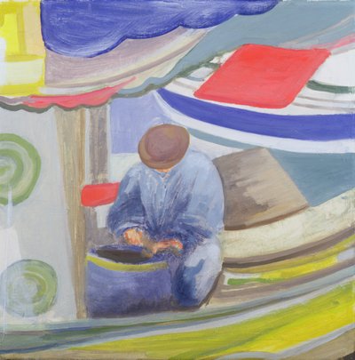 Griechischer Fischer am Ende des Tages von Kate Yates