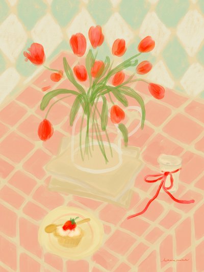 Rote Tulpen Sommer Picknick von Katharina Puritscher