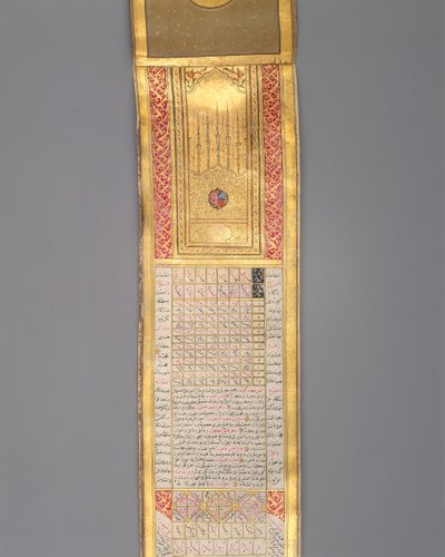 Kalender-Almanach in Schriftrollenform, datiert A.H. 1224 (A.D. 1810) von Katib Muhammad Ma