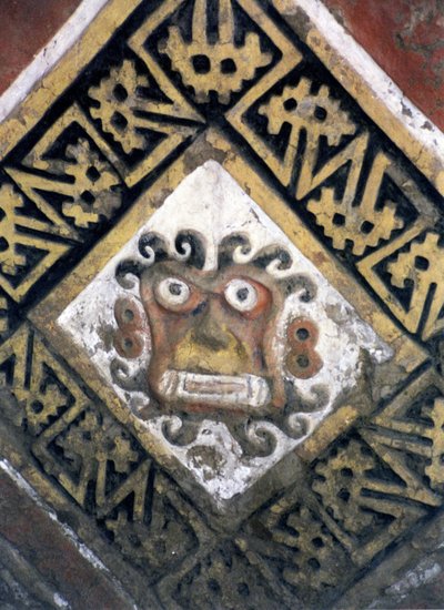 Detail einer Wand im Inneren der Pyramide, möglicherweise ein Tempelkomplex, gebaut von den Moche, ca. 200-500 n. Chr. (Detail) von Katie Attenborough