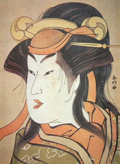 Kopf eines japanischen männlichen Schauspielers in Frauenrolle, ca. 1787-88 von Katsukawa Shuncho