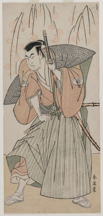 Onoe Matsusuke I als Samurai unter einem Kirschbaum, späte 1780er von Katsukawa Shunei