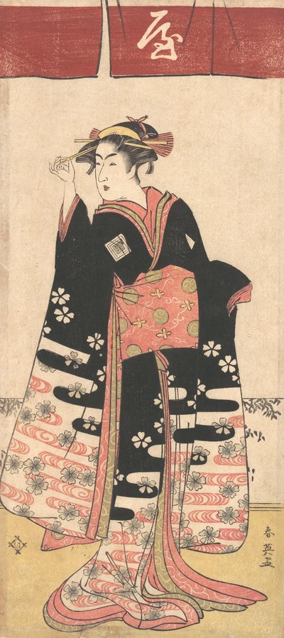 Der Schauspieler Ichikawa Monosuke II in einer nicht identifizierten weiblichen Rolle von Katsukawa Shun