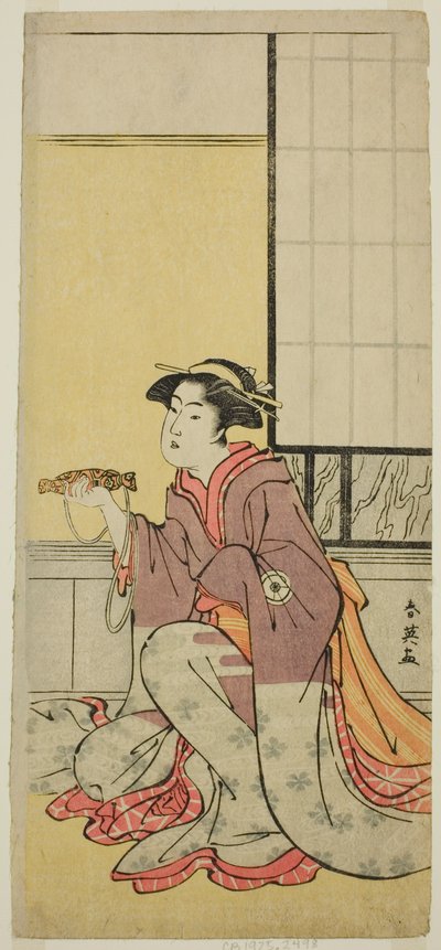 Der Schauspieler Iwai Hanshiro IV als Yae (?), im Stück Sugawara Denju Tenarai Kagami (?), aufgeführt im Kiri-Theater (?) im siebten Monat, 1788 (?) von Katsukawa Shun