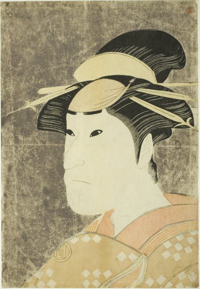 Der Schauspieler Sanogawa Ichimatsu III als Gion-Prostituierte Onayo im Stück "Hana-ayame Bunroku Soga," aufgeführt im Miyako-Theater im fünften Monat von Katsukawa Shunei