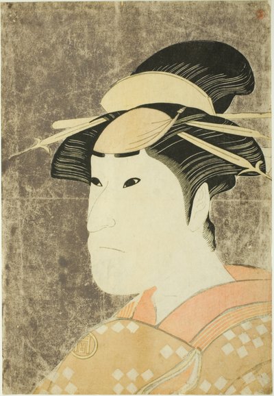 Der Schauspieler Sanogawa Ichimatsu III als die Gion-Prostituierte Onayo im Stück "Hana-ayame Bunroku Soga", aufgeführt im Miyako-Theater im fünften Monat, 1794 von Katsukawa Shun