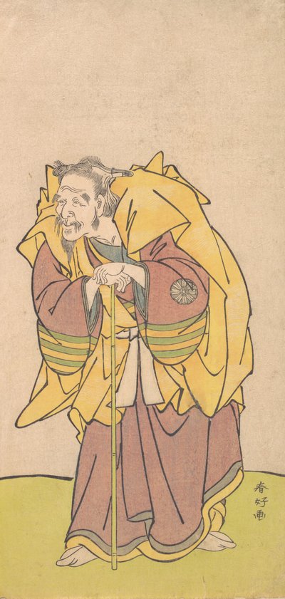 Nakamura Tomijuro als alter Mann mit spärlichem Bart, ca. 1780 von Katsukawa Shunko