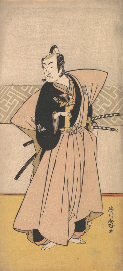 Der Schauspieler Ichikawa Omezo als Samurai mit zwei Schwertern, 1743-1812 von Katsukawa Shunko