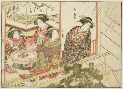 Kurtisanen des Kiribishiya, aus dem Buch „Spiegel der schönen Frauen der Vergnügungsviertel (Seiro bijin awase sugata kagami),“ Bd. 2 von Katsukawa Shunsho