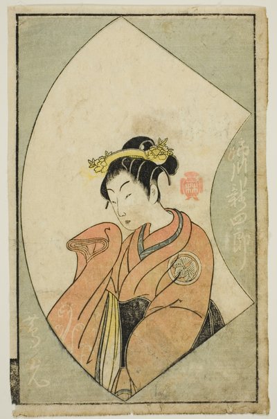 Der Schauspieler Anegawa Shinshiro II, aus "Ein Bilderbuch der Bühnenfächer (Ehon butai ogi)" von Katsukawa Shunsho