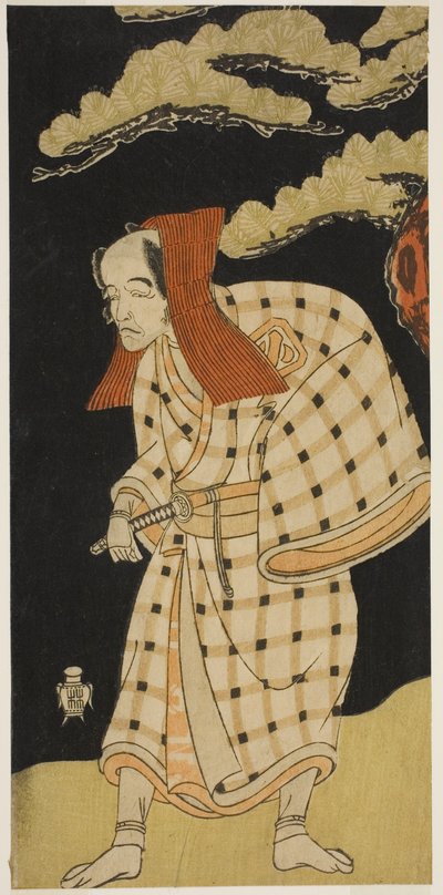 Der Schauspieler Arashi Otohachi I als Numataro Kyusei verkleidet als der Einbrecher Ipponzaemon im Stück Otokoyama Yunzei Kurabe, aufgeführt im Ichimura-Theater im elften Monat, 1768 von Katsukawa Shunsho