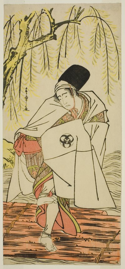 Der Schauspieler Bando Mitsugoro I als Shinto-Priester Goinosuke, verkleidet als Geist eines weißen Reihers, im Stück Sakikaese Yuki no Miyoshino, aufgeführt im Morita-Theater im elften Monat, 1781 von Katsukawa Shunsho
