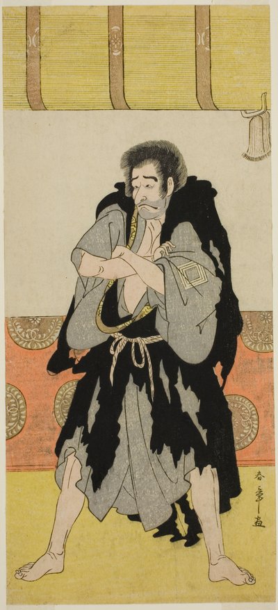 Der Schauspieler Ichikawa Danjuro V als Mönch Mongaku verkleidet als Seizaemon Bozu im Stück Oakinai Hiru ga Kojima, aufgeführt im Nakamura-Theater im elften Monat, 1784 von Katsukawa Shunsho