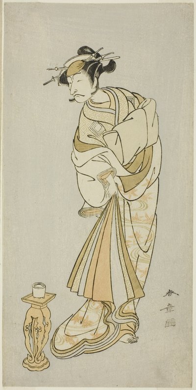 Der Schauspieler Ichikawa Danjuro V als Geist des Mönchs Seigen in der Shosagoto-Tanzsequenz "Sono Utsushi-e Matsu ni Kaede" (Ein Schattenspiel von Kiefer und Ahorn), die letzte Szene von Teil Zwei des Stücks Keisei Momiji no Uchikake von Katsukawa Shunsho