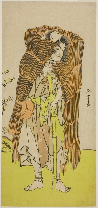 Der Schauspieler Ichikawa Ebizo III als Akushichibyoe Kagekiyo verkleidet als Bettler im Stück Kamuri Kotoba Soga no Yukari, aufgeführt im Ichimura Theater im ersten Monat, 1776 von Katsukawa Shunsho