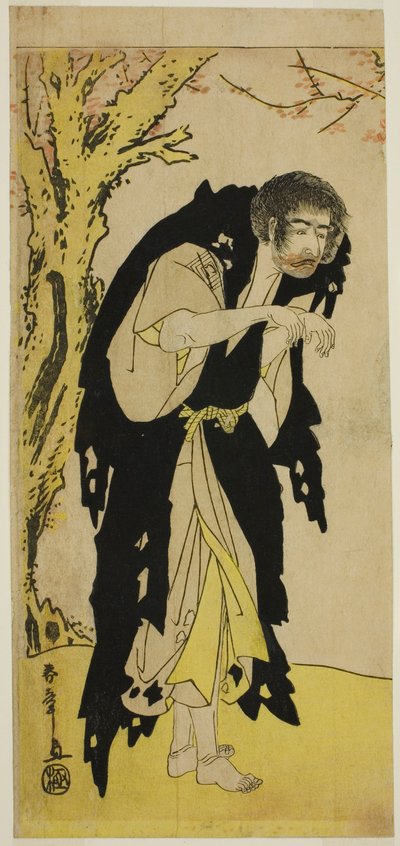 Der Schauspieler Ichikawa Monnosuke II als der abtrünnige Mönch Zenjibo verkleidet als Dainichibo im Stück Edo no Fuji Wakayagi Soga, aufgeführt im Nakamura-Theater im ersten Monat, 1789 von Katsukawa Shunsho