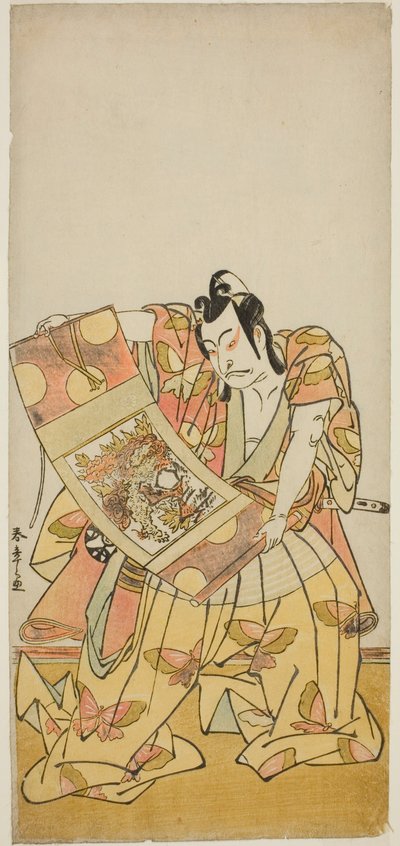 Der Schauspieler Nakamura Nakazo I als Soga no Goro Tokimune im Stück Kazoe Uta Ta Ue Soga, aufgeführt im Nakamura Theater im ersten Monat, 1776 von Katsukawa Shunsho