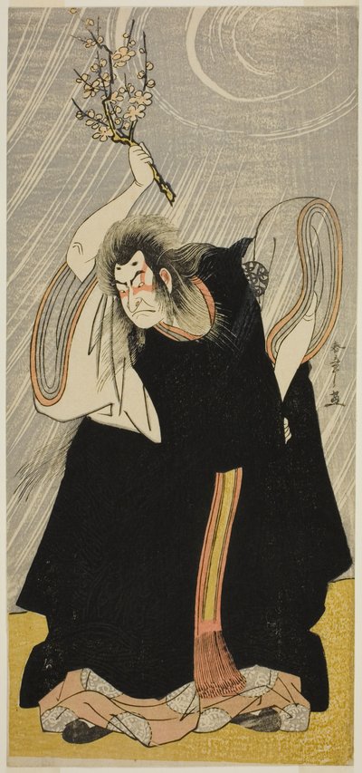 Der Schauspieler Nakamura Nakazo I als Donnergott, eine Inkarnation von Kan Shojo, im Stück Sugawara Denju Tenarai Kagami, aufgeführt im Morita-Theater im dritten Monat, 1780 von Katsukawa Shunsho