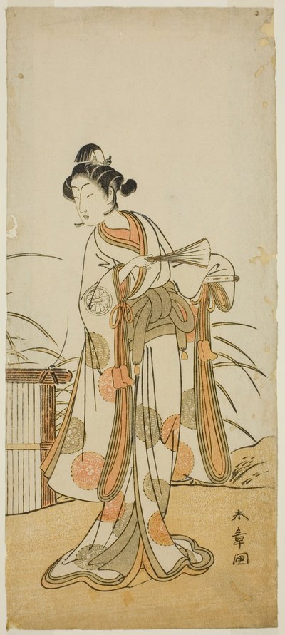 Der Schauspieler Segawa Kikunojo III als Aigo no Waka im Stück Chigo Sakura Jusan Kane, aufgeführt im Ichimura Theater im elften Monat, 1774 von Katsukawa Shunsho