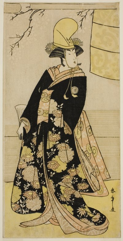 Der Schauspieler Segawa Kikunojo III als Shirabyoshi-Tänzer in Musume Dojo-ji im Stück Edo no Hana Mimasu Soga, aufgeführt im Nakamura Theater im vierten Monat, 1783 von Katsukawa Shunsho