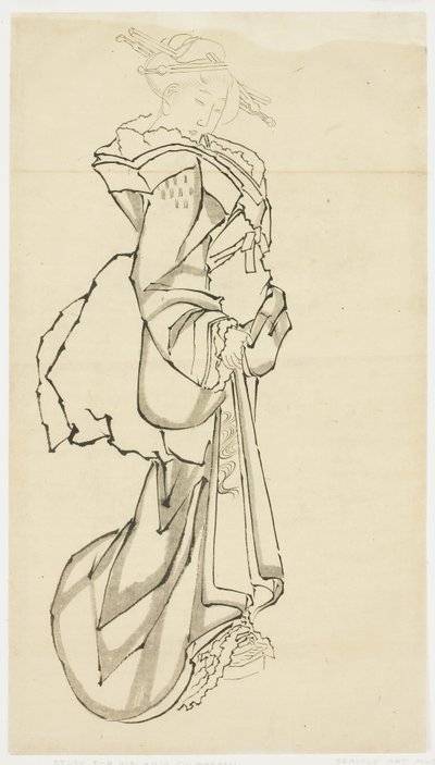 Gehende Kurtisane (Studie), ca. 1815-1849 von Katsushika (school of) Hokusai