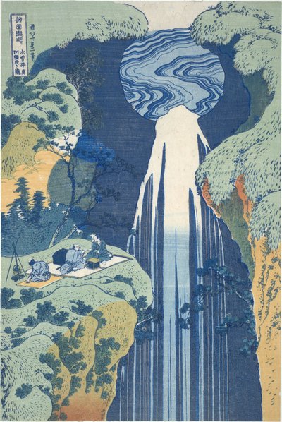 Amida-Wasserfall tief in der Ferne auf der Kiso-Straße, aus der Serie Tour der Wasserfälle in verschiedenen Provinzen von Katsushika Hokusai