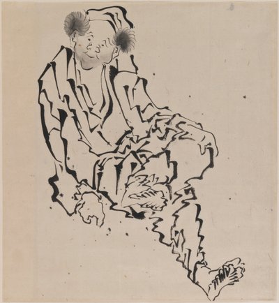 Zeichnung eines sitzenden Mannes mit dem linken Bein über dem rechten Knie von Katsushika Hokusai