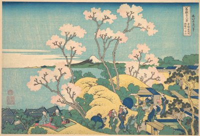 Fuji von Gotenyama an der Tōkaidō in Shinagawa, aus der Serie Sechsunddreißig Ansichten des Berges Fuji von Katsushika Hokusai