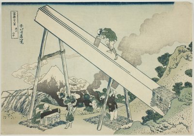 In den Bergen von Totomi (Totomi sanchu), aus der Serie "Sechsunddreißig Ansichten des Berges Fuji (Fugaku sanjurokkei)" von Katsushika Hokusai
