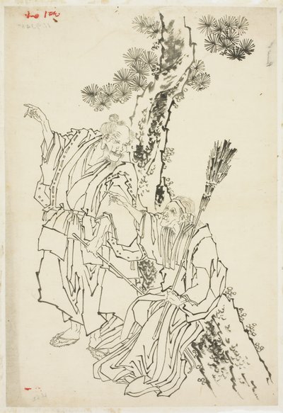 Jo und Uba; Thema von Takasago, ca. 1815-49 von Katsushika Hokusai