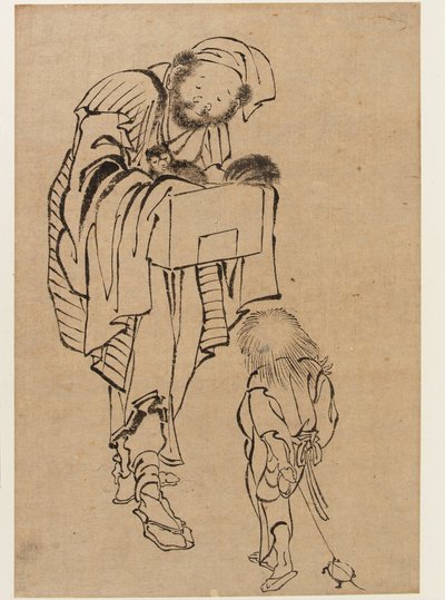 Mann und Junge, Edo-Periode von Katsushika Hokusai
