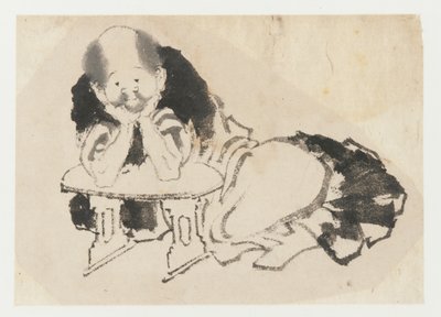 Mann, der mit einer Armlehne sitzt, Edo-Periode, 19. Jahrhundert von Katsushika Hokusai