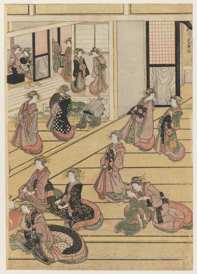 Neujahrstage im Teahouse Ogi-ya, ca. 1810 von Katsushika Hokusai