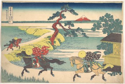 Sekiya-Dorf am Sumida-Fluss, aus der Serie Sechsunddreißig Ansichten des Berges Fuji von Katsushika Hokusai