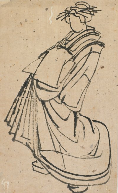 Skizze einer Kurtisane, spätes 18. - frühes 19. Jahrhundert von Katsushika Hokusai