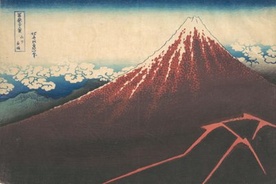Sturm unter dem Berg Fuji, aus der Serie Sechsunddreißig Ansichten des Berges, ca. 1830-32 von Katsushika Hokusai