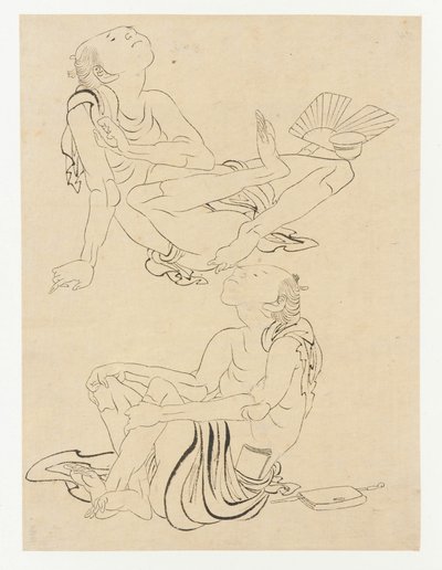 Zwei Männer entspannen sich im Sommer, Edo-Periode, 19. Jahrhundert von Katsushika Hokusai