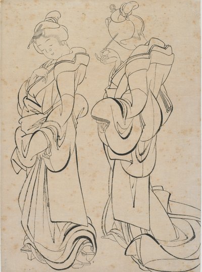 Zwei Frauen, spätes 18. - frühes 19. Jahrhundert von Katsushika Hokusai