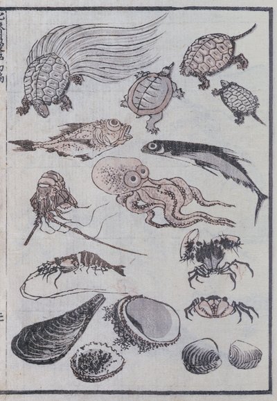 Unterwasserwesen, aus einem Manga von Katsushika Hokusai