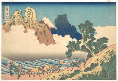 Blick von der anderen Seite des Fuji vom Minobu-Fluss, aus der Serie Sechsunddreißig Ansichten des Berges Fuji von Katsushika Hokusai
