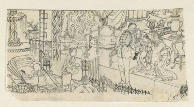Mann verabschiedet sich von Kind von Kawanabe Kyôsai (attributed to)