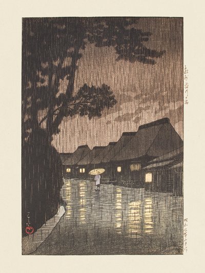 Regen in Maekawa, Provinz Sagami (1932) von Kawase Hasui