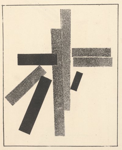 Drei schwarze und fünf graue Elemente aus "Suprematismus: 34 Zeichnungen" von Kazimir Severinovich Malevich