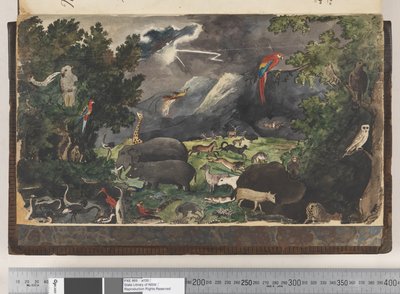 Frontispiz: Unbetitelt, Friedliches Königreich, Landschaft mit Vögeln und Tieren von Kenelm Henry Digby