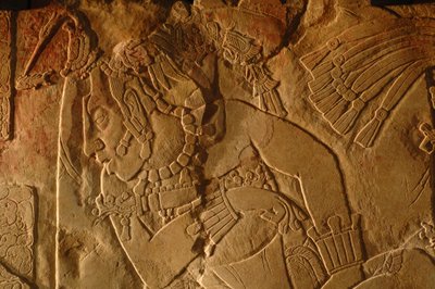 Tempel 19 Thronbank, Palenque, Mexiko, Schnitzerei von Akhal Mo Nab, 2005 (Foto) von Kenneth Garrett