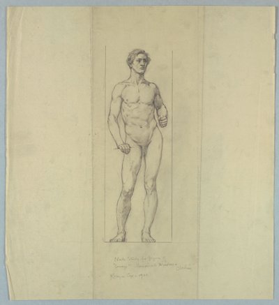 Aktstudie für die Figur der "Courage," Gedenkfenster für Jacob Dolson Cox, Oberlin College von Kenyon Cox